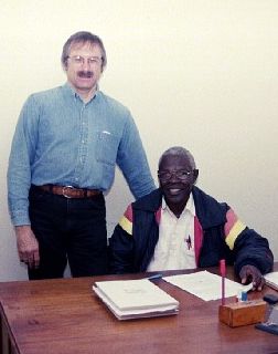 author with friend, Swahili Instructor Zepher Okelo, Limuru, Kenya